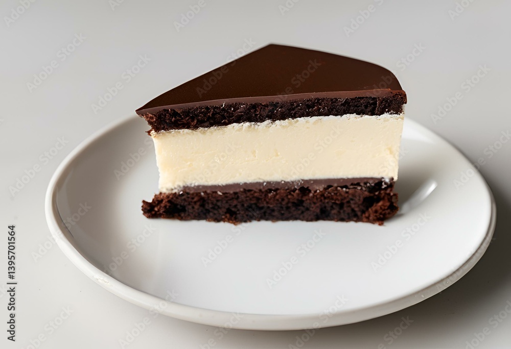 piece of chocolate cake with cream piece of chocolate cake with cream