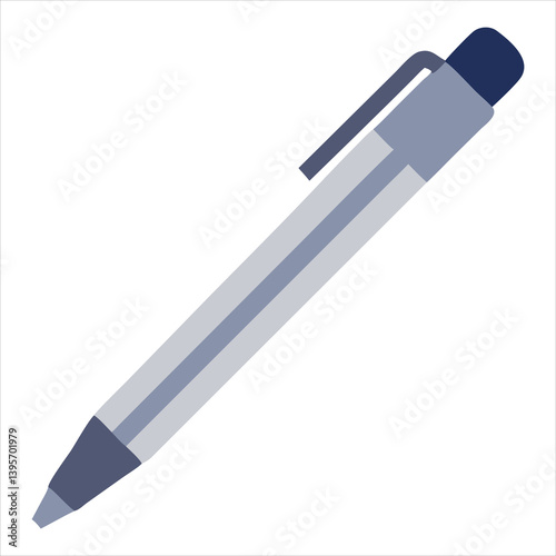 Flat vector icon of professional pen with smooth clip and elegant nib in clean business style  