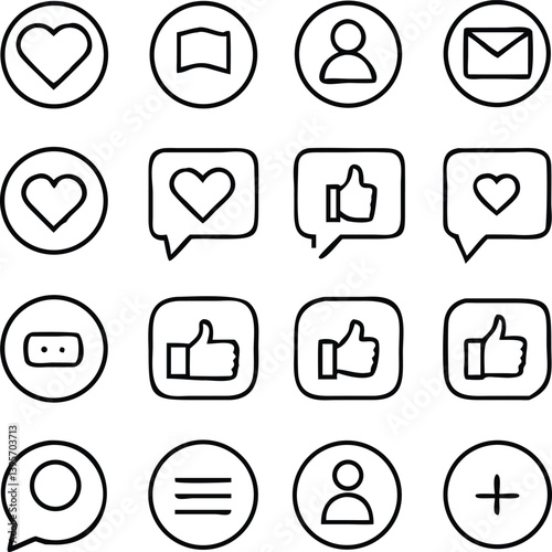 Social Network Icon Pack Vector Art | Community, Profile & Online Interaction Line Icons