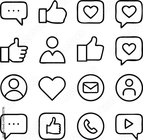 Social Network Icon Pack Vector Art | Community, Profile & Online Interaction Line Icons