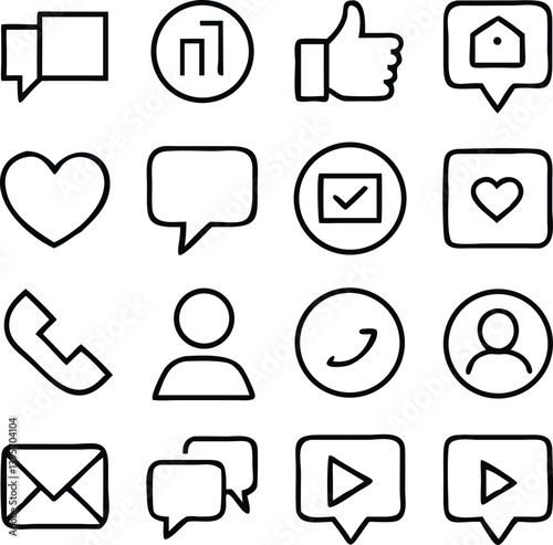 Social Network Icon Pack Vector Art | Community, Profile & Online Interaction Line Icons