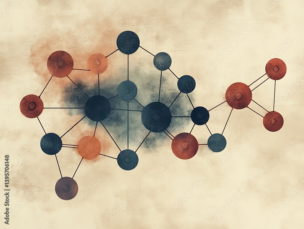 An abstract illustration of interconnected circles in muted tones.