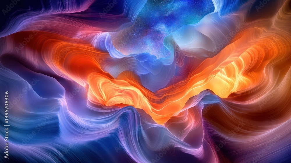 Naklejka premium Vibrant, abstract canyon interior