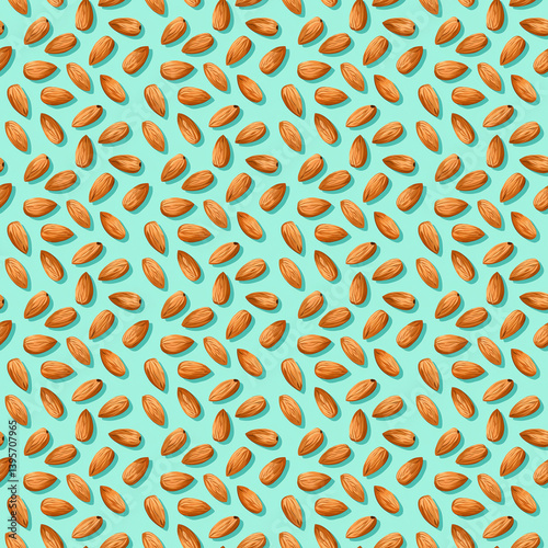 Almonds Pattern On Blue Background