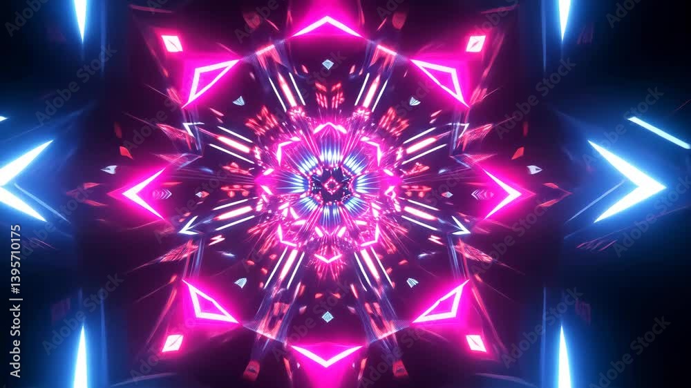 Kaleidoskopische Lichtsymmetrie in Neonfarben