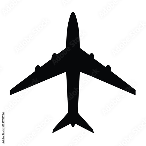 airplane in flight silhouette vector isolated on white background