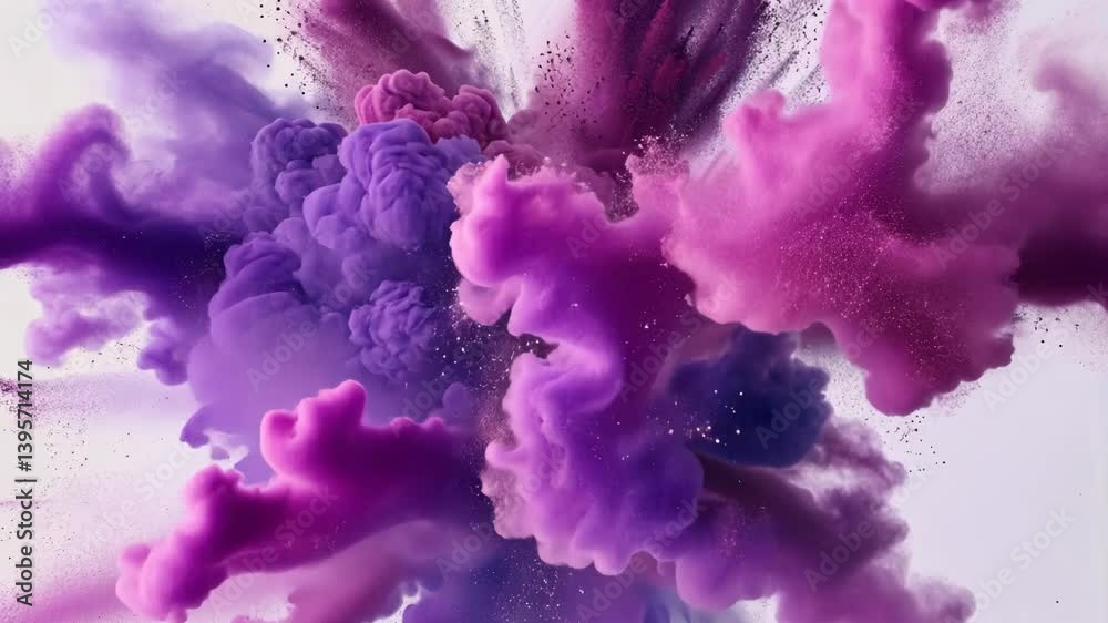 Lila Farbexplosion auf hellem Hintergrund