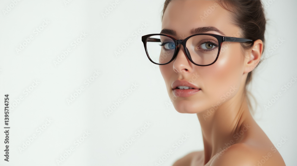 Northern European Woman, Extreme Close-Up Portrait in Glasses Northern European Woman, Extreme Close-Up Portrait in Glasses