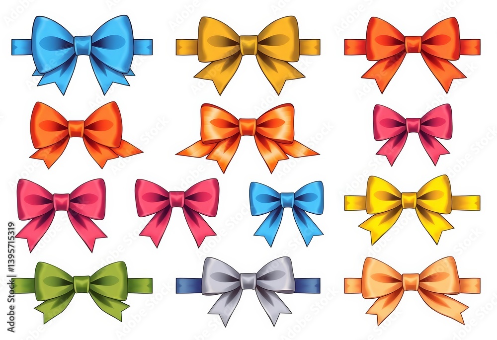 Elegant collection of hand-drawn and flat style bows, ribbons, and bowknots for gift wrapping and hair accessories, craft, diy Elegant collection of hand-drawn and flat style bows, ribbons, and bowknots for gift wrapping and hair accessories, craft, diy