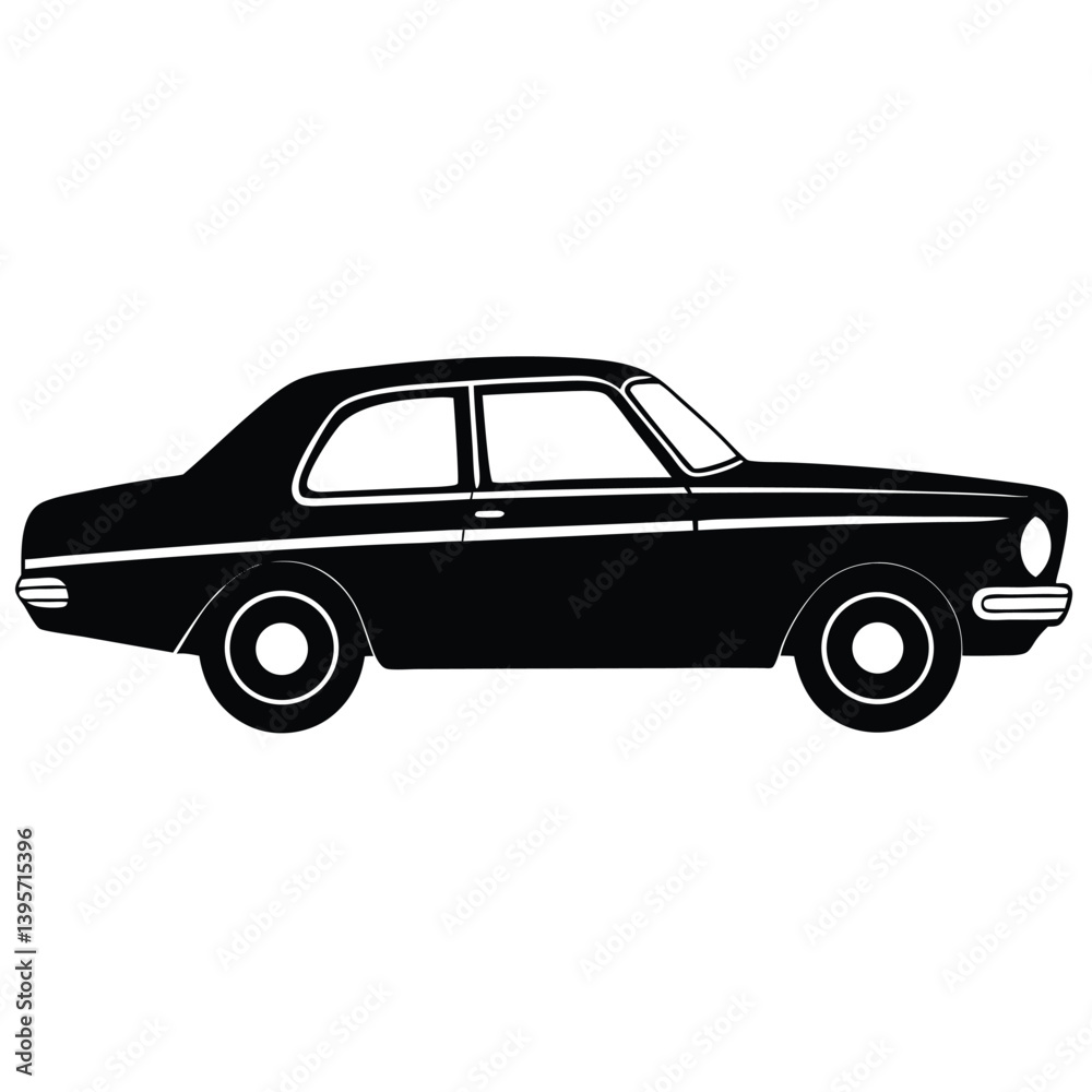 Fototapeta premium classic car silhouette vector isolated on white background