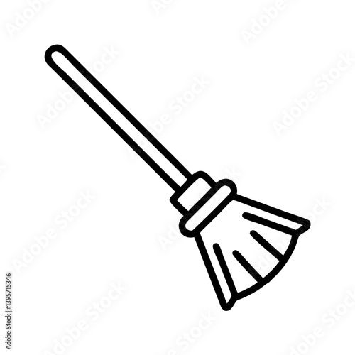 Broom cleaning tool vector icon illustration for household chores and sweeping floor