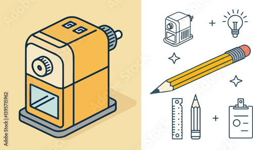 Pencil vector design, Pencil logo and icon design, Sharpener Illustration vector design