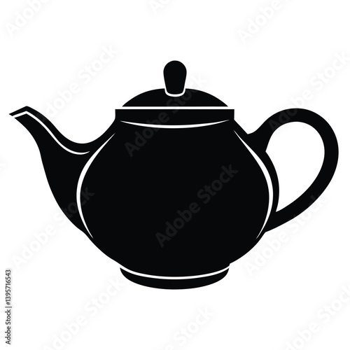 classic teapot silhouette vector isolated on white background