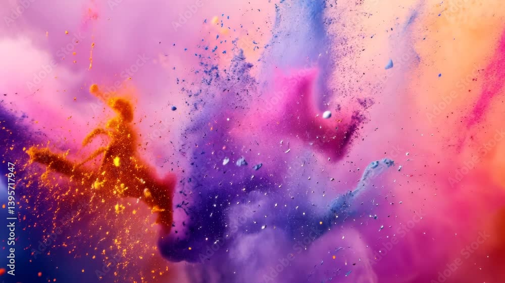 Bunte Staubexplosion in lebendiger Bewegung
