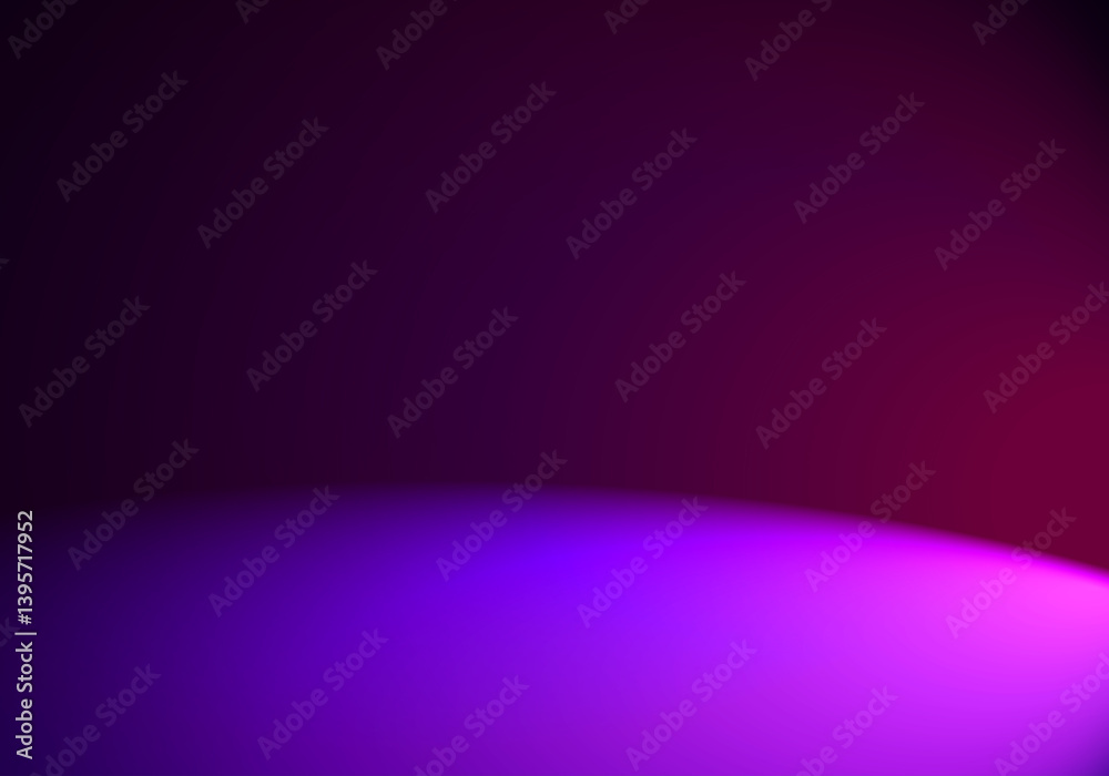Superficie curvada azul, morada y violeta sobre fondo negro. Espectro azu, morado y violeta
