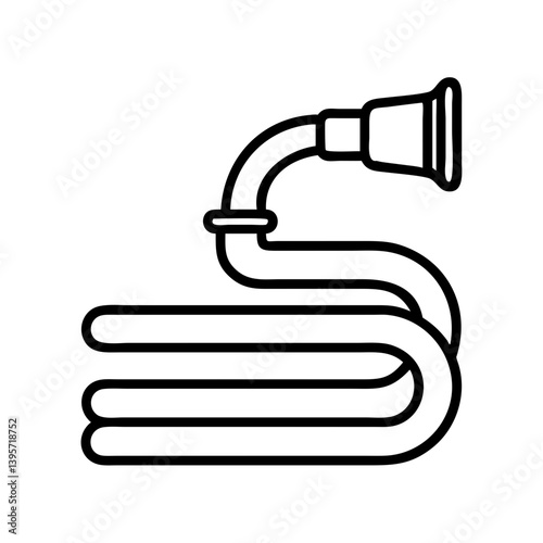 Garden hose icon vector illustration, gardening equipment and watering tool outline