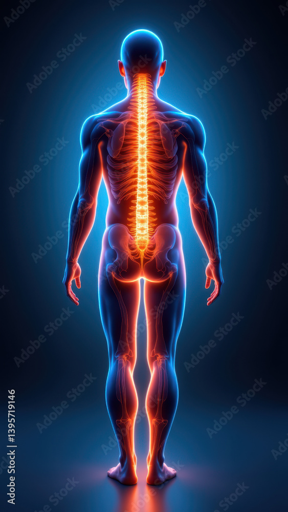 A 3D rendering of a human torso with highlighted nervous system, focusing on VNS or vagus nerve stimulation for medical illustration purposes. A 3D rendering of a human torso with highlighted nervous system, focusing on VNS or vagus nerve stimulation for medical illustration purposes.
