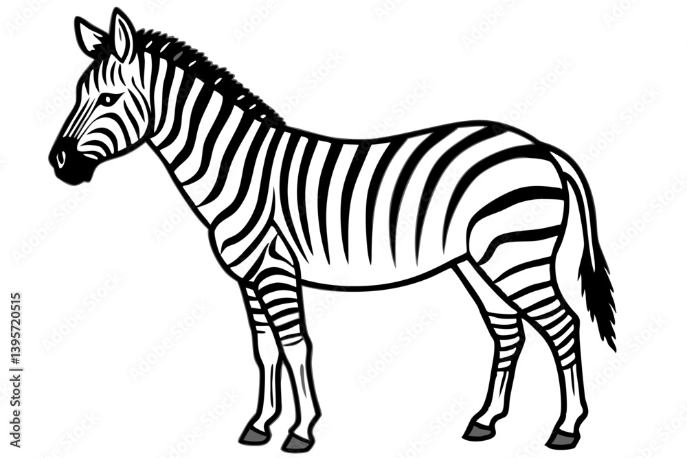 Obraz premium Minimalist Zebra Line Art on White Background