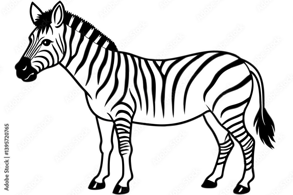 Fototapeta premium Minimalist Zebra Line Art on White Background