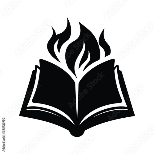 Open Bible with Rising Flames Christian Design