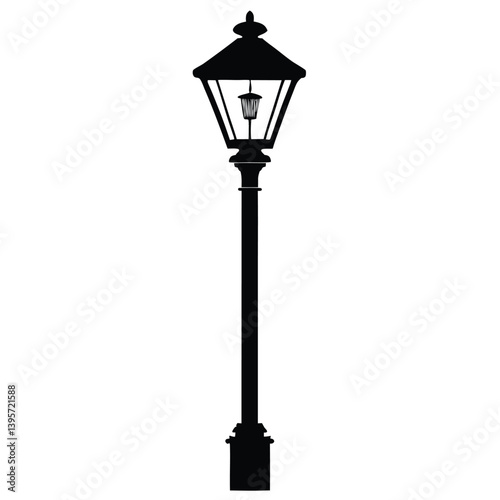 street lamp silhouette vector isolated on white background