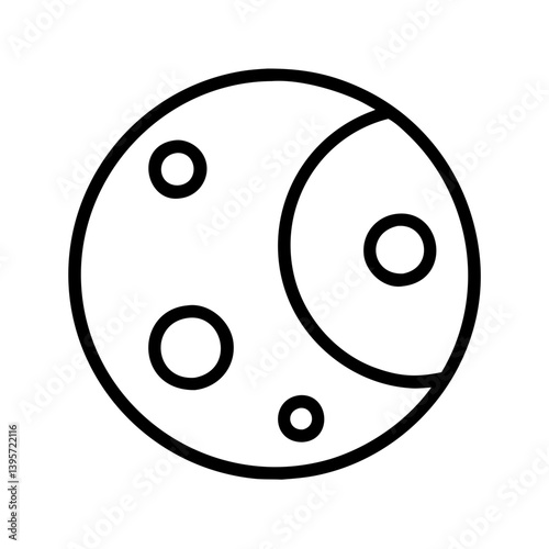 Vector graphic of a crescent moon with craters astronomy space celestial body icon