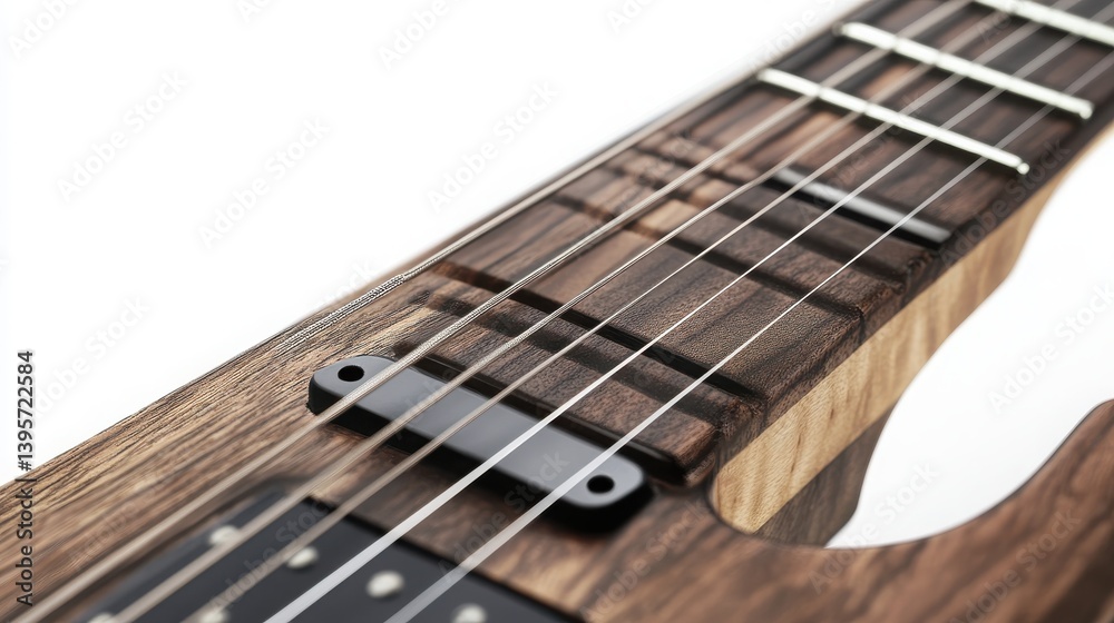 Fototapeta premium lose-up of fretboard being played, isolated on white background