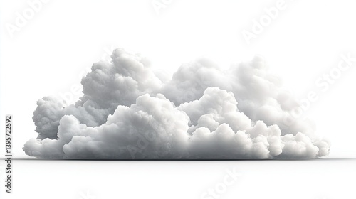 Single white cloud, isolated on white or transparent PNG. --