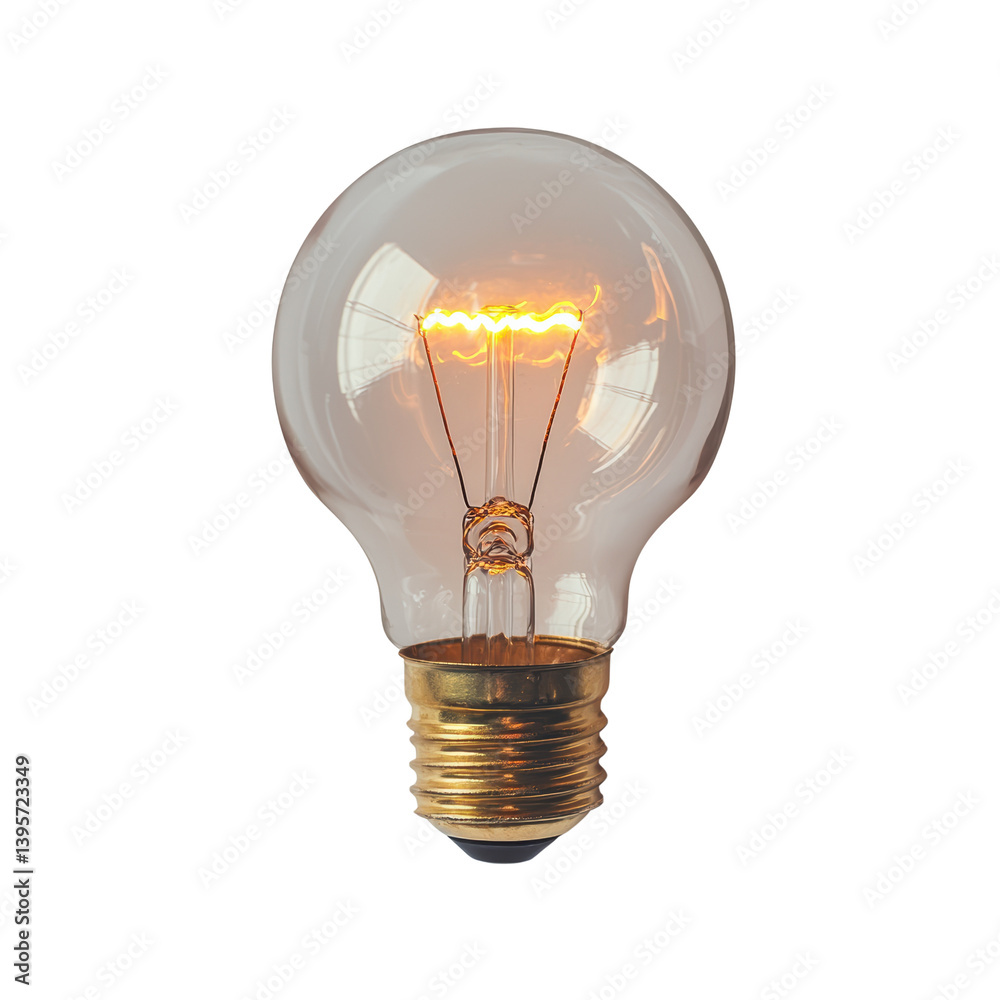 Light Bulb Symbolizing Ideas concept. Glowing vintage incandescent light bulb