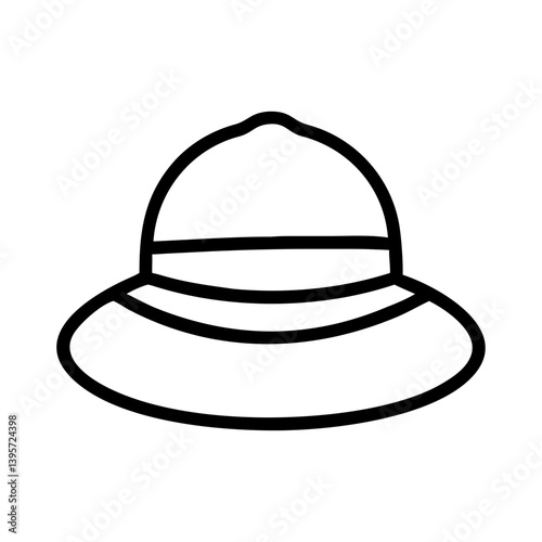 Outline pith helmet sun hat illustration for safari adventure travel and fashion