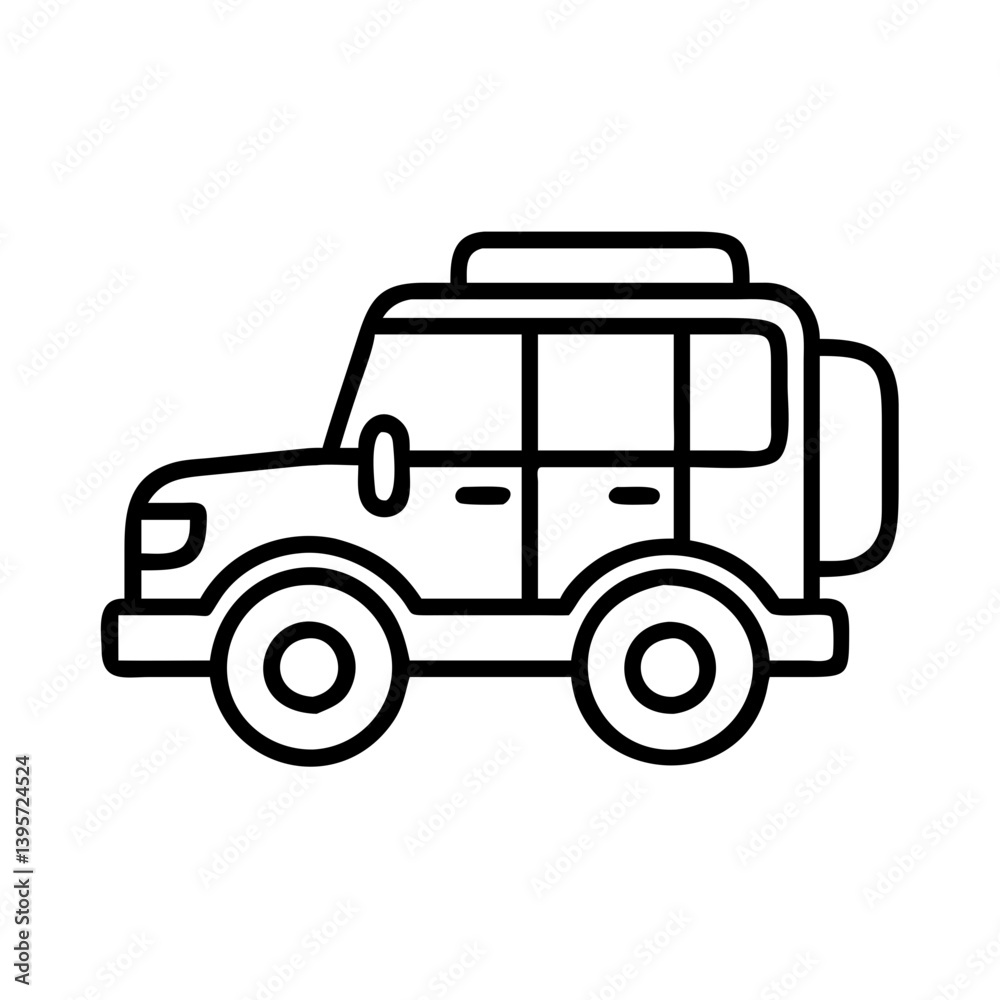 Off road vehicle suv car icon vector illustration for adventure and travel design Off road vehicle suv car icon vector illustration for adventure and travel design