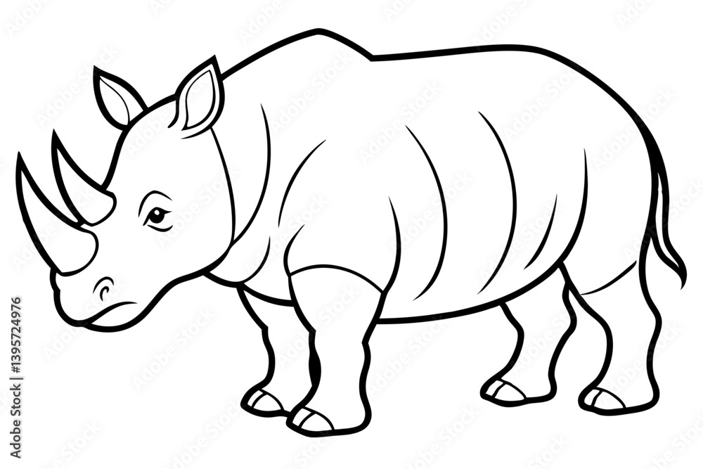 Fototapeta premium Minimalist Rhinoceros Line Art on White Background