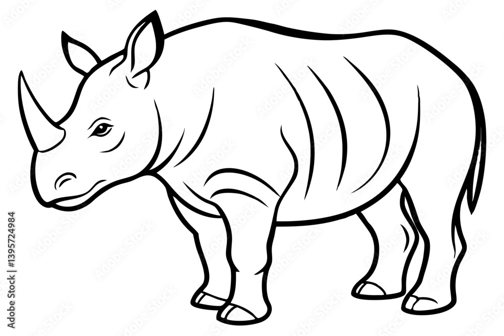 Fototapeta premium Minimalist Rhinoceros Line Art on White Background