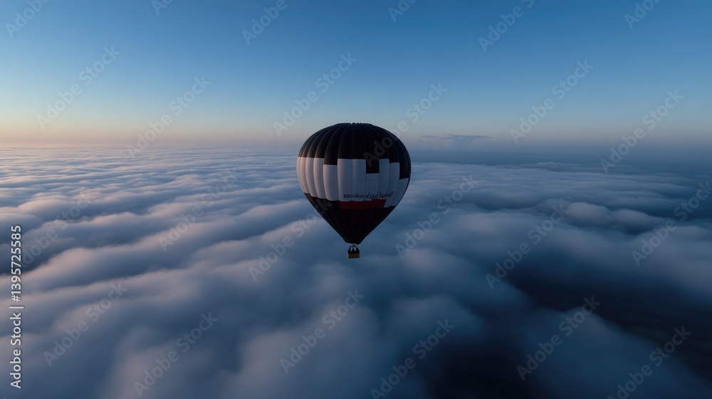 Naklejka premium Hot air balloon above clouds