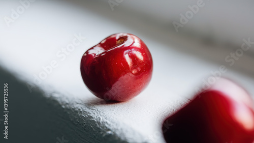 Ripe cherry in vibrant red, showcasing natural beauty and simplicity.