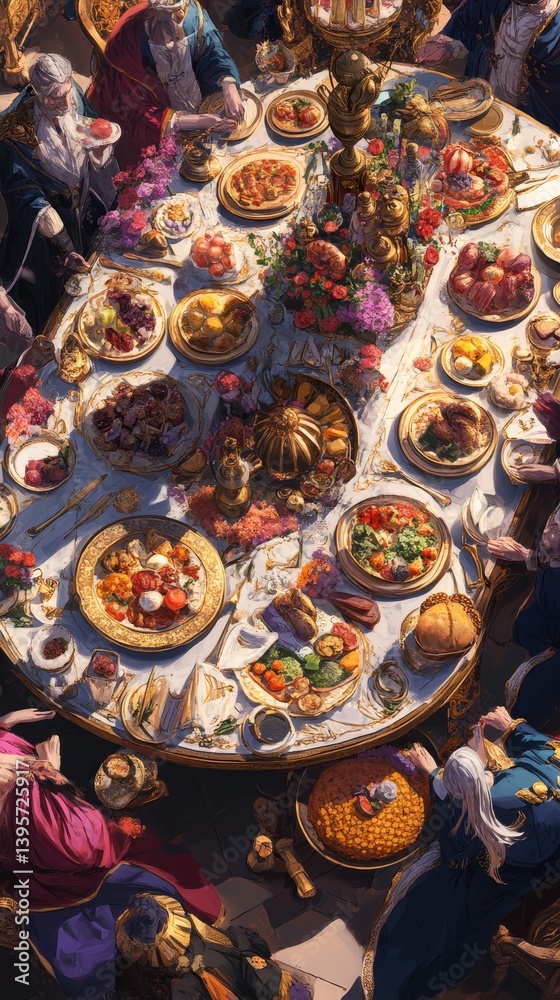 Fototapeta premium Table with many small appetizers and food items arranged artistically for a gathering.