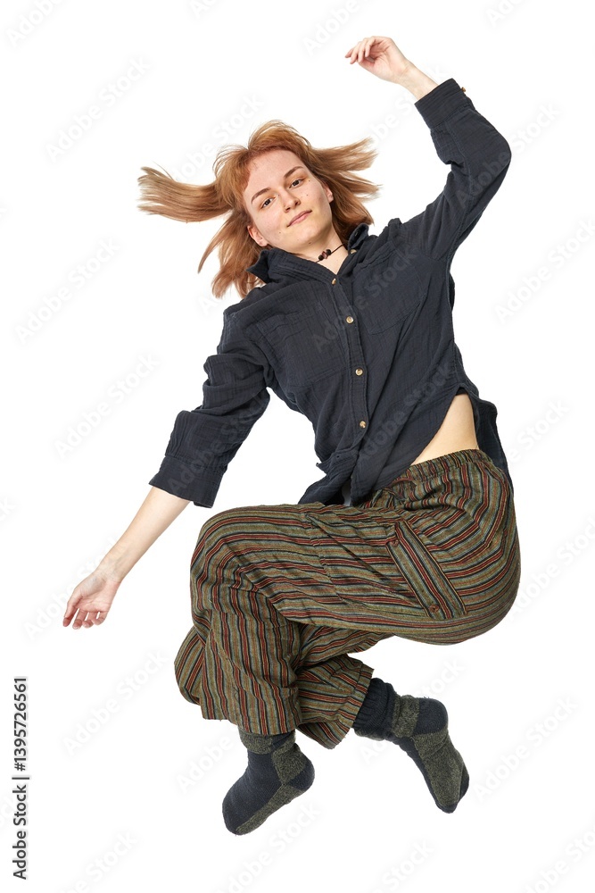 Woman lying on the back isolated on white background