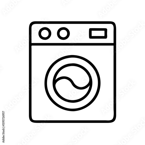 Washing machine vector icon laundry appliance for clothes cleaning and household task