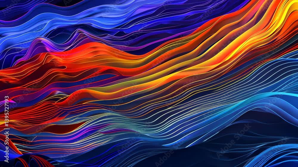 Dynamische Wellen aus Blau und Orange