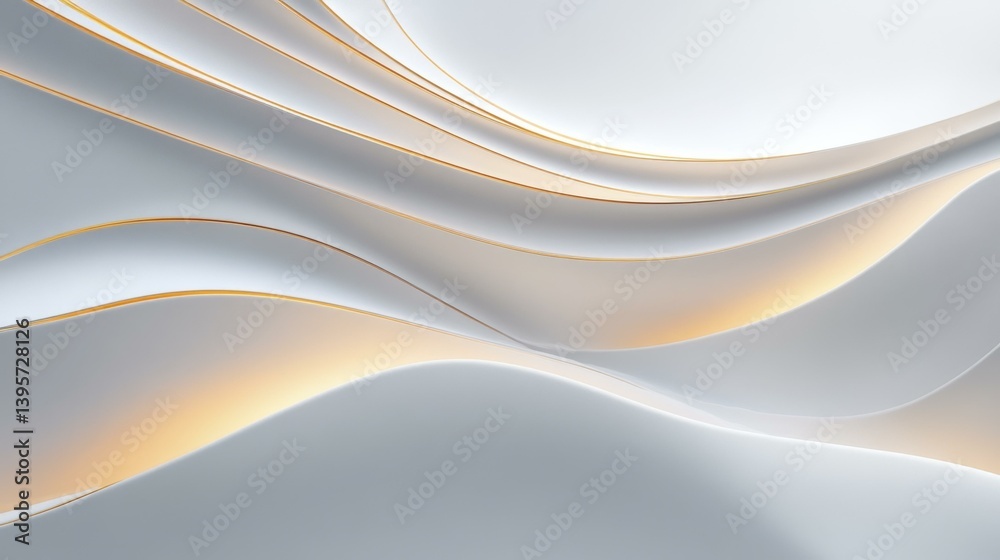 Abstract White Gray Waves Golden Highlights Abstract White Gray Waves Golden Highlights