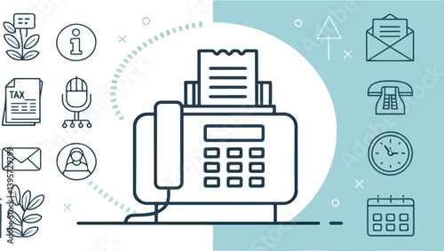 Fax Machine Illustration vector design, Fax Machine logo and icon design, Set of Fax Machine icon design