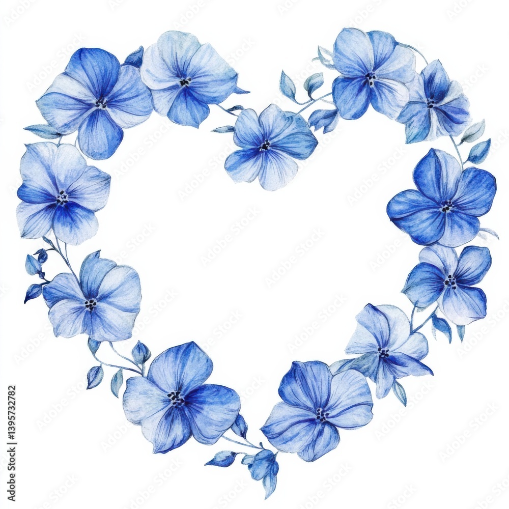 Obraz premium Blue floral heart made from watercolor petals