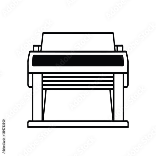 Large Format Printer Producing High-Resolution Images Line Art Vector