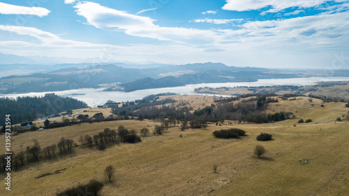 Fototapeta Naklejka Na Ścianę i Meble -  A view from a drone over the Pieniny Mountains