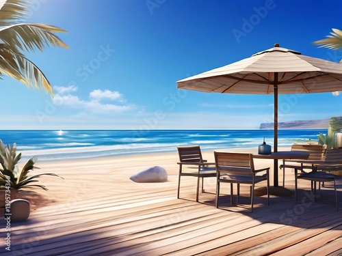 Wallpaper Mural Tropical Beach with Patio Furniture Torontodigital.ca