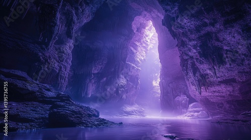 Wallpaper Mural Mystical cave, vibrant purple hues, ethereal light Torontodigital.ca