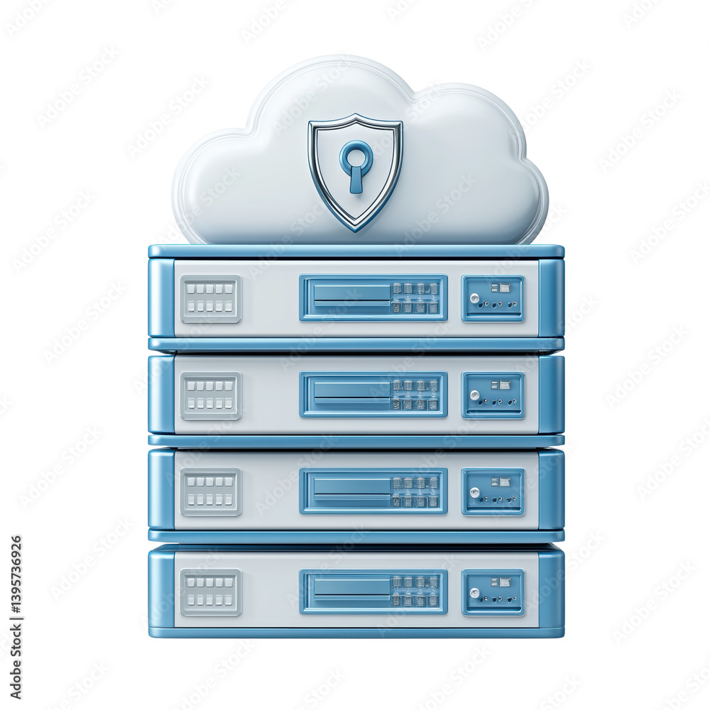 Security data protection concept. Cloud based network server data storage system