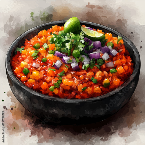 Gajar Ka Halwa, watercolor illustration, isolated on a white background.

