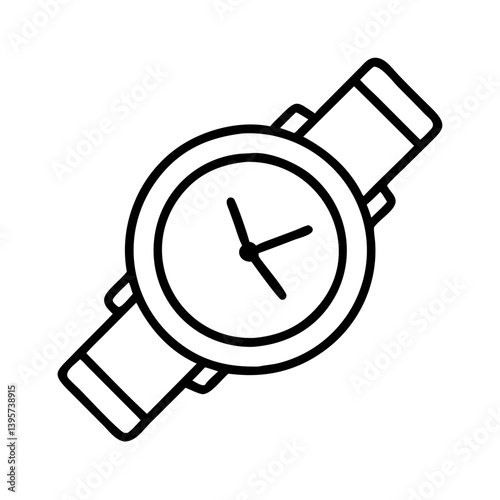 Outline wrist watch illustration for time keeping accessory and fashion statement