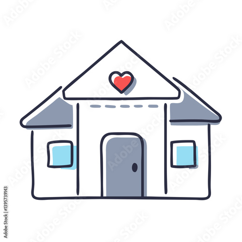 Nursing home building with heart symbol